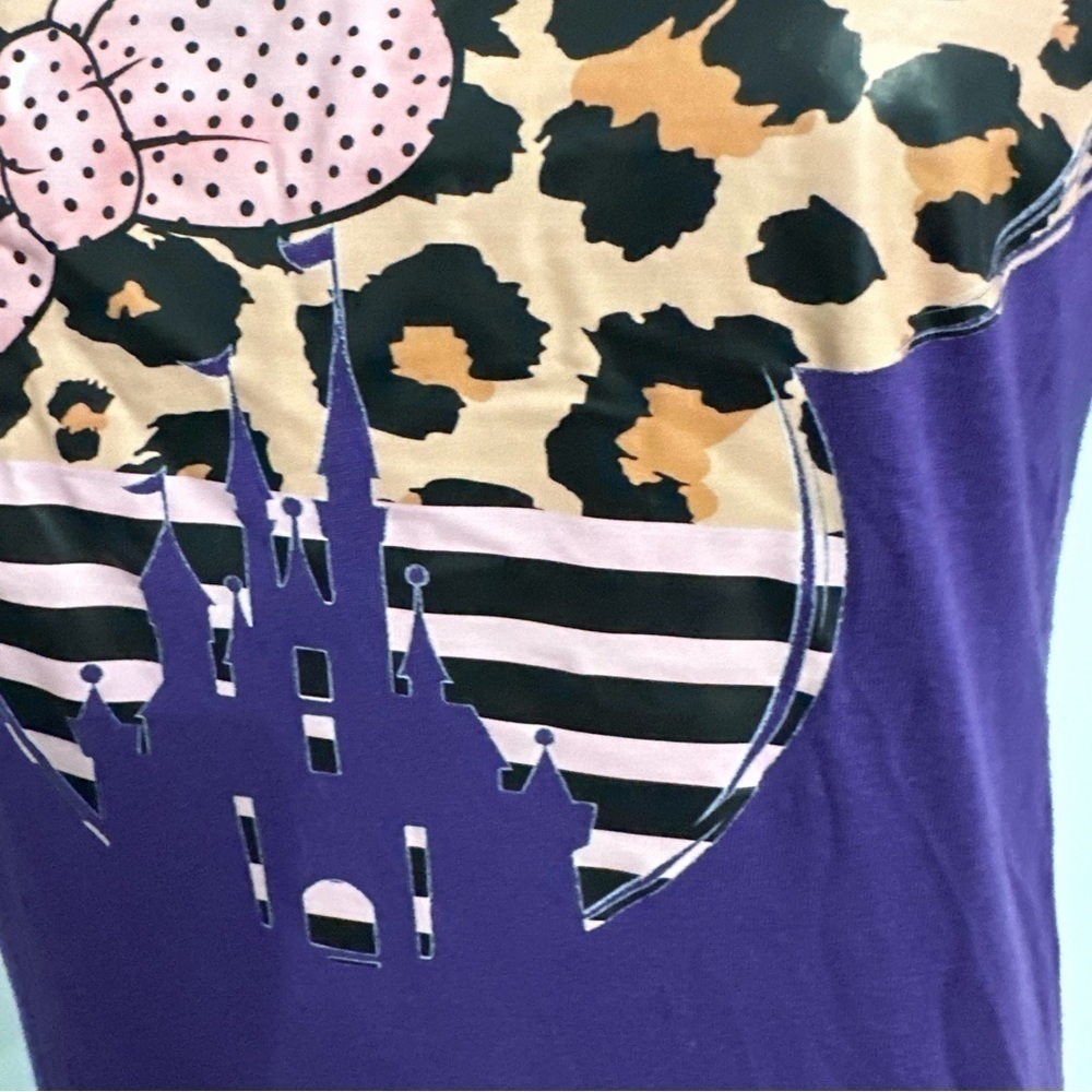 Disney Minnie Mouse Leopard disney castle  Bella Canvas T-Shirt size small - Picture 4 of 9